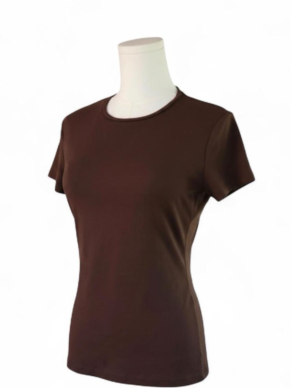 Jones New York Signature Chocolate Brown Fitted Tee Minimalist Capsule Top M